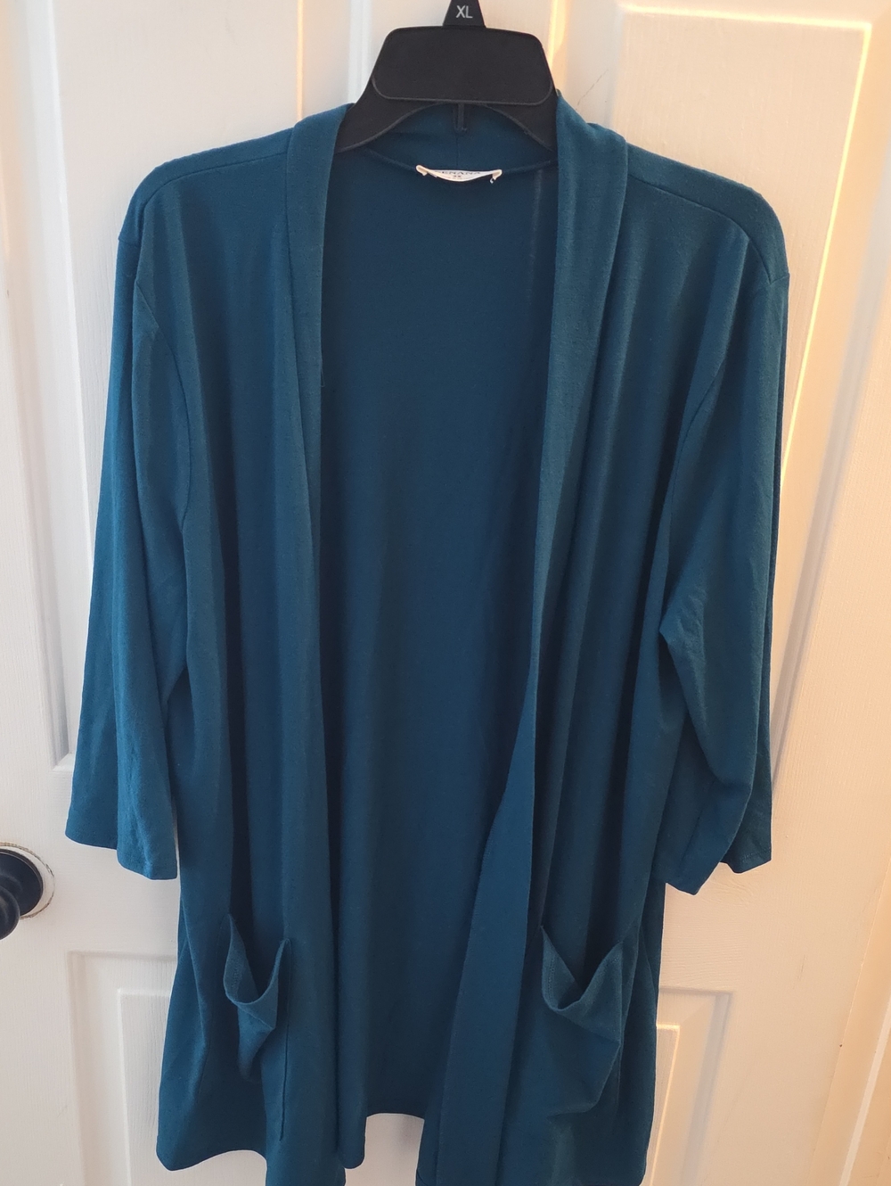Zenana Outfitters Open-Front Teal Draped Cardigan